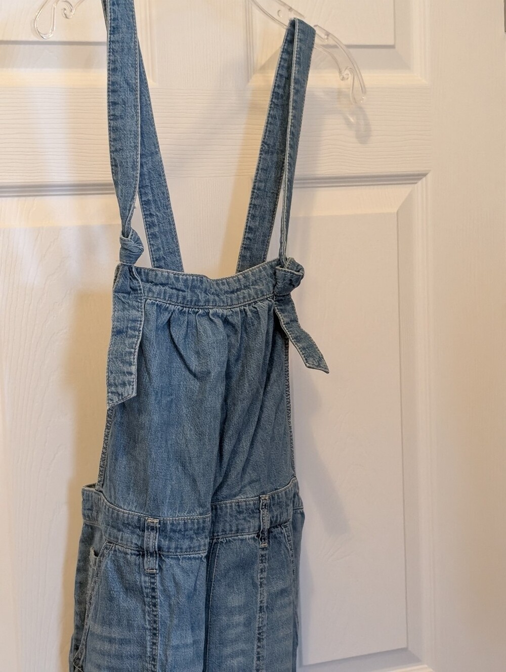 Pilcro by Anthropologie Denim Jumpsuit Size 31 Boho Wide Leg Prairie Pinafore